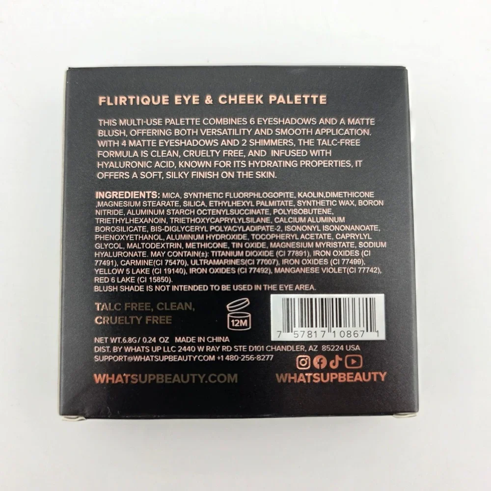 What's Up Beauty Flirtique Eye & Cheek Palette 6.8g NEW Silky Neutral Shimmer